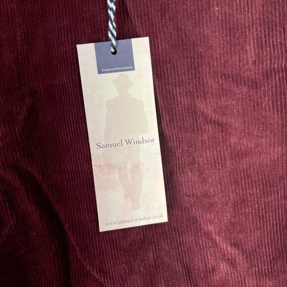 Samuel Windsor Pants Mens 36 Red Corduroy 33 Inseam Chino Trouser Business - Picture 7 of 11